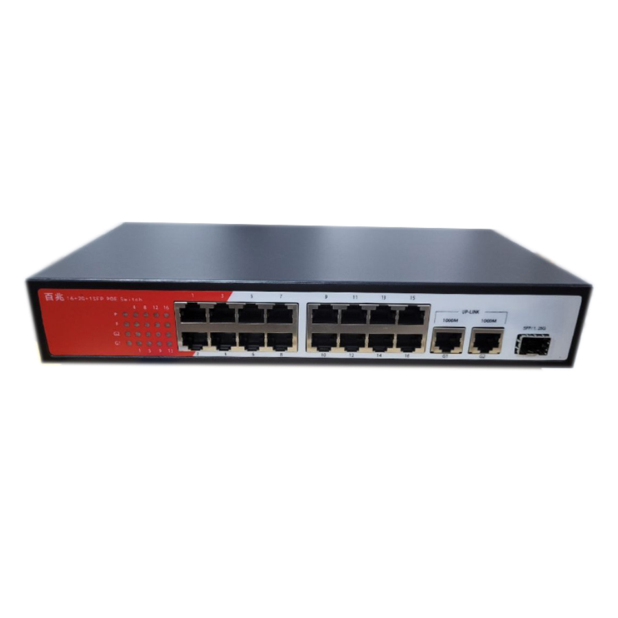 SWITCH 18‐PORT 10/100/1000Mbps WITH 16‐PORT POE + 2Gigabit + 1SFP (оптический порт) CNB-EF1016G1S - POE